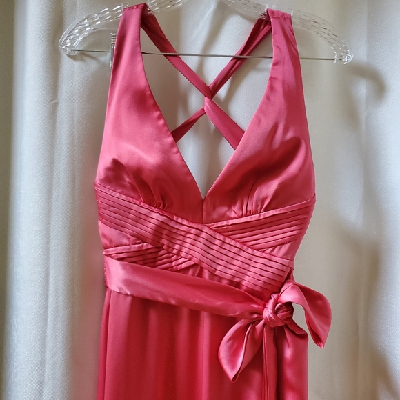 BCBG MaxAzria CERISE DEEP-V PLEATED LONG GOWN - Picture 8 of 16